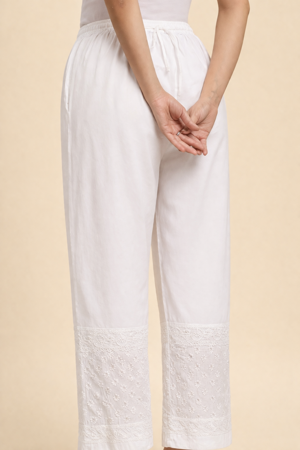 white pant lucknowi Hand work