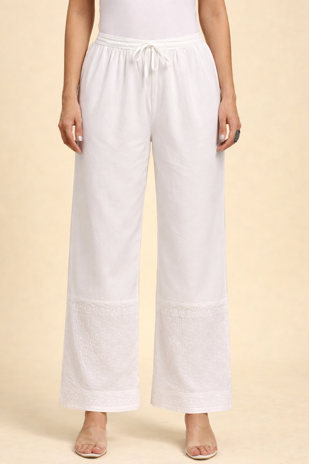 white pant lucknowi Hand work