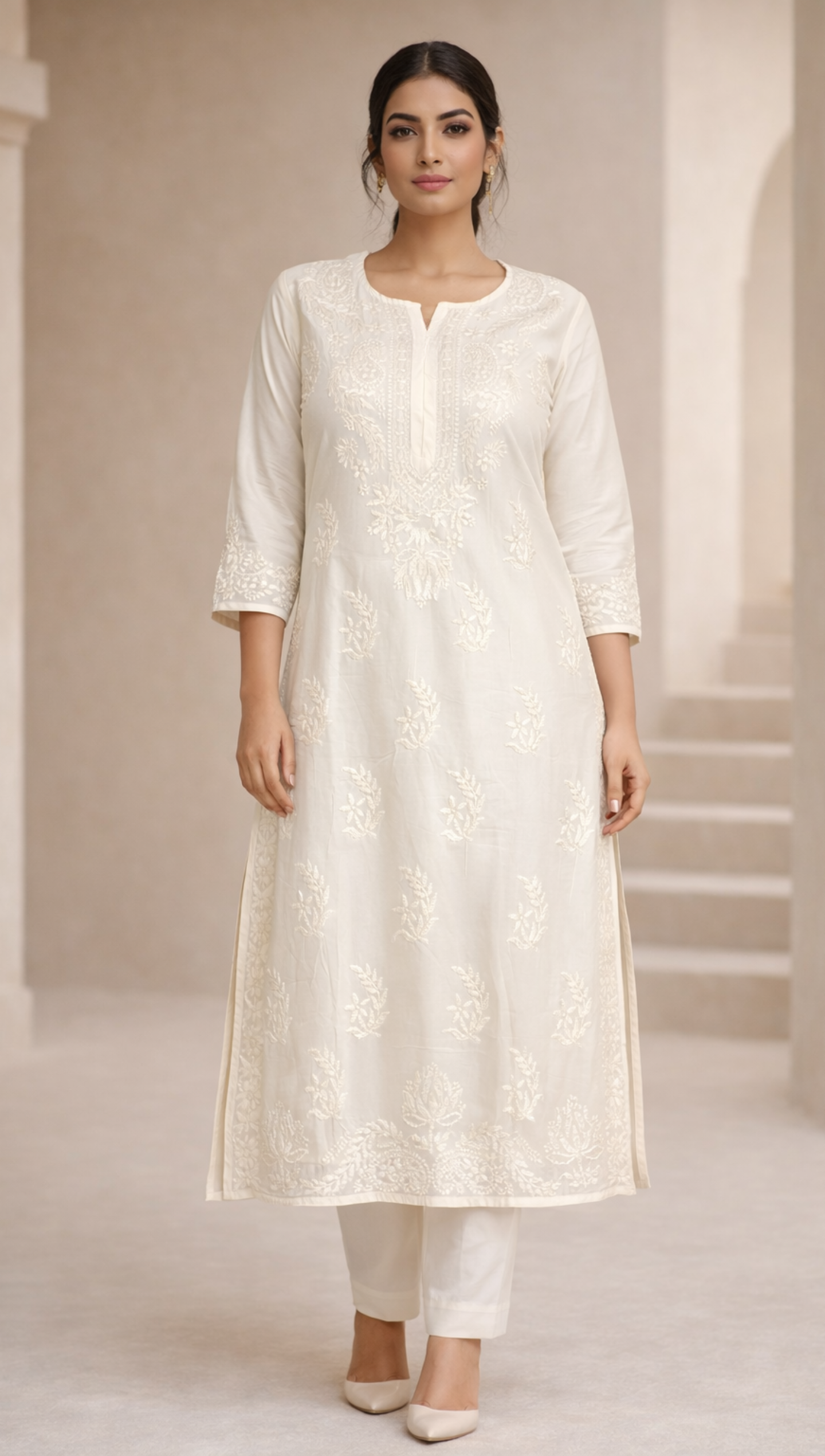 Musclene Kurti Pure white big size