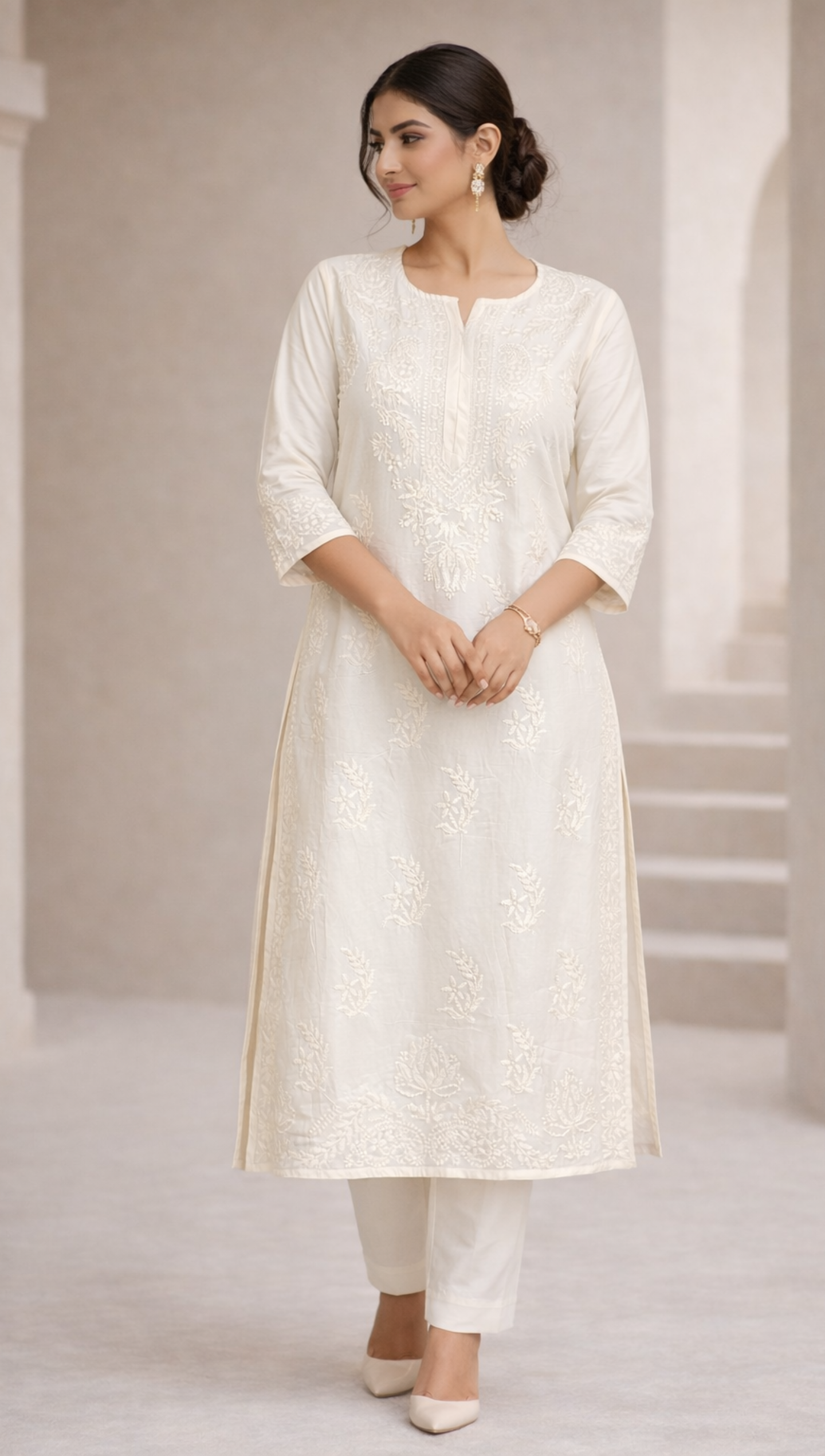 Musclene Kurti Pure white big size