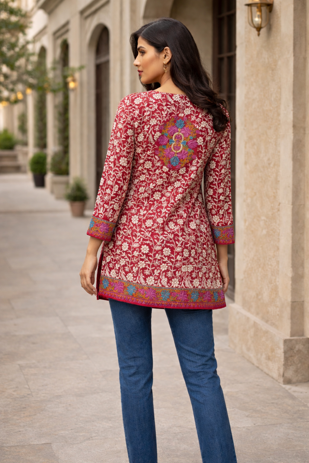 Kashmiri short kurti with designer work 7 piece
