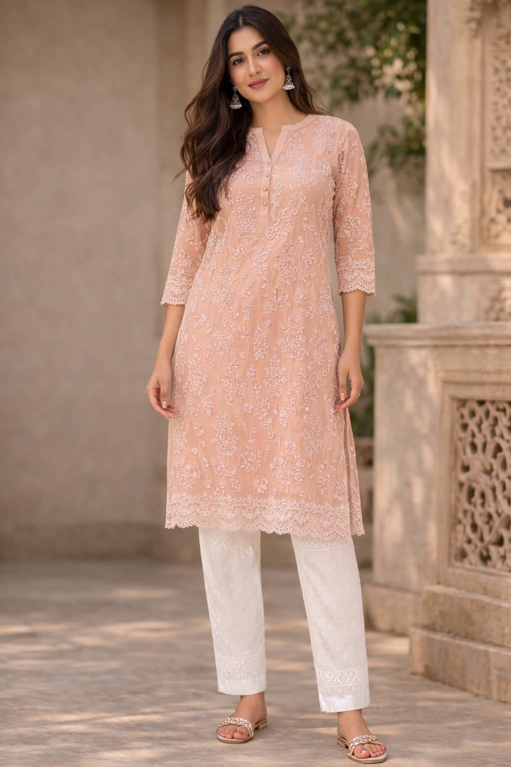 white pant lucknowi Hand work