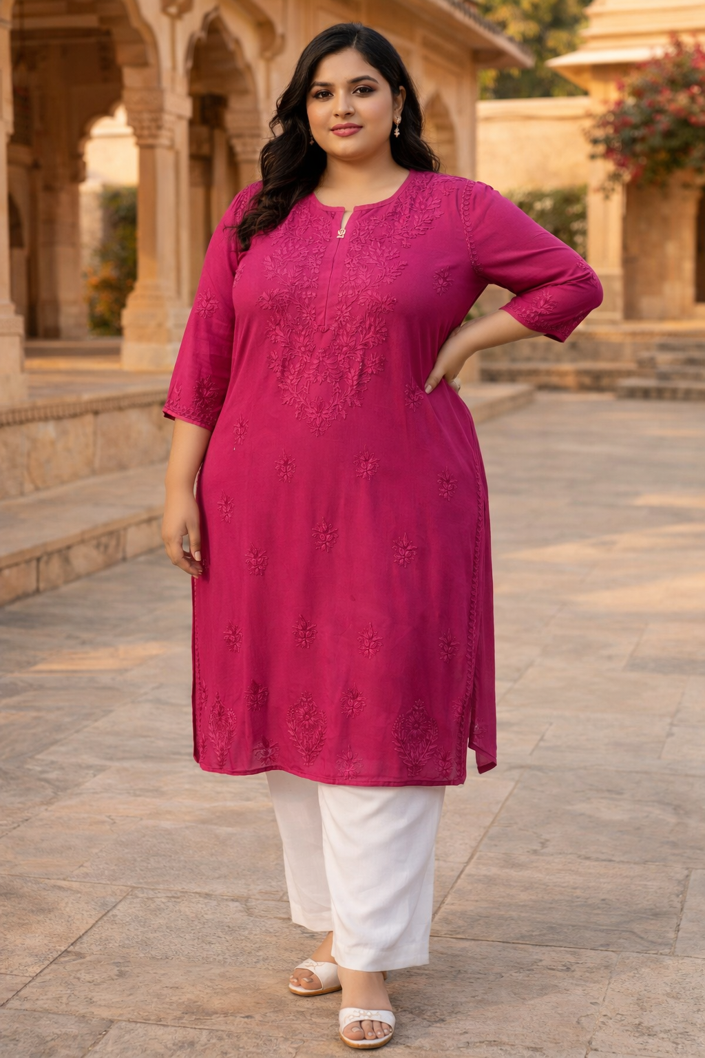 Lucknowi Muslin Kurti big Size