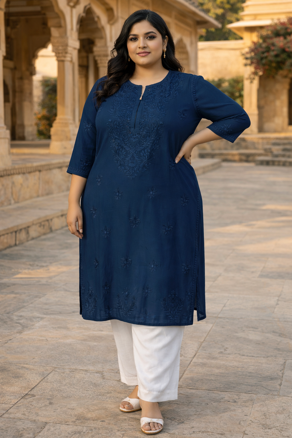 Lucknowi Muslin Kurti big Size