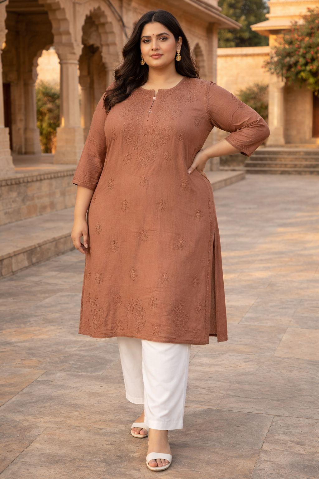 Lucknowi Muslin Kurti big Size
