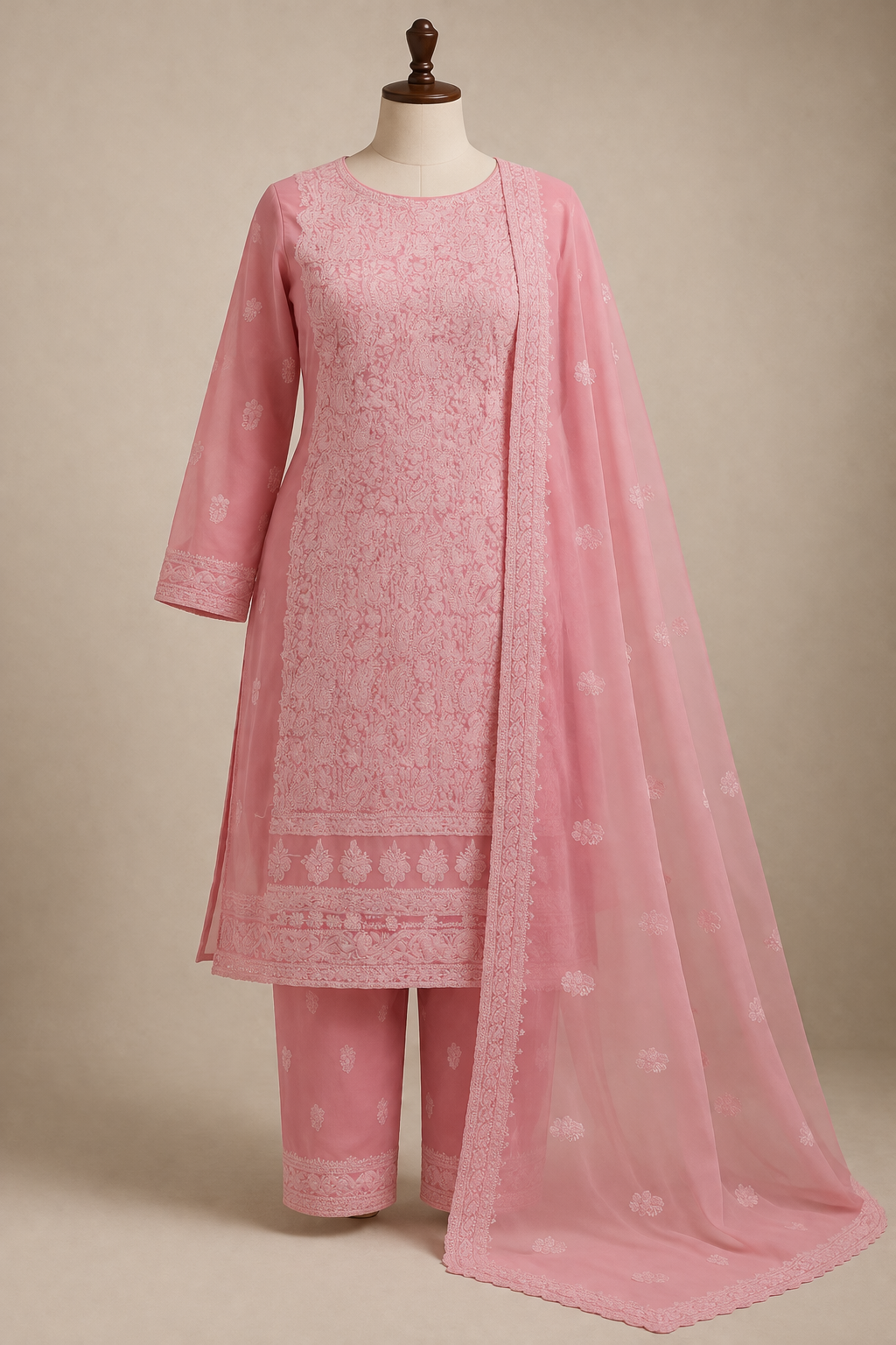 Lucknowi Resham work full unstitched suite
