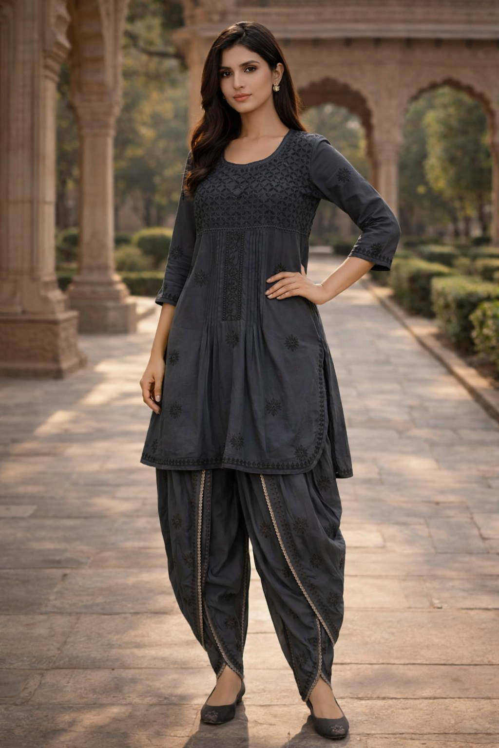 Lucknowi Dhoti wz Kurta set